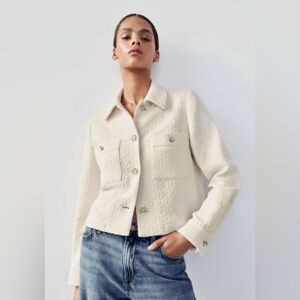 ZARA Textured Jewel Button Lady Jacket. Small.